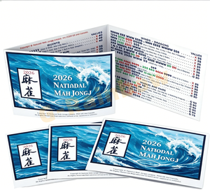 Cartes de scores pliables en trois parties pour la Ligue Nationale de Mahjong, avec les règles et les cartes de scores Ocean, pour le Mahjong américain, avec votre logo - Product Image 1