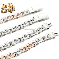 Collier chaîne cubaine fleur infinie bicolore hip-hop incrusté de zircons, plaqué or, accessoire tendance haut de gamme, unisexe.