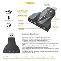 Xput Bestseller USB2.0 Virtuelle 7.1 Externe Soundkarte USB zu 3,5mm Klinke Plug-and-Play Audio-Adapter für Kopfhörer und Mikrofon
