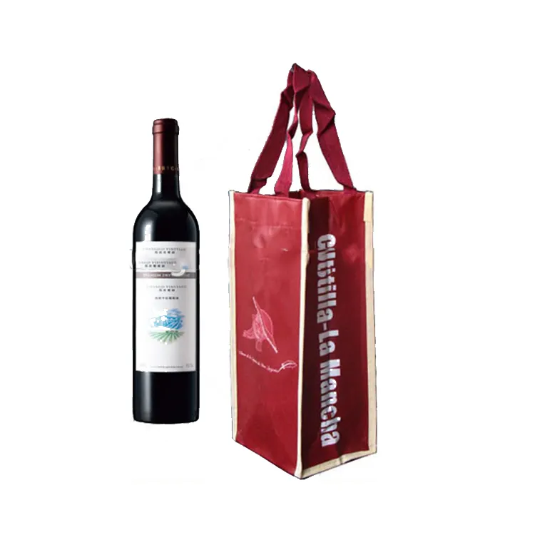 Borsa per bottiglia di vino di marca spagnola, borse per Shopper per vino in tessuto Non tessuto laminato su misura in Pp