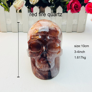 Nouveau produit crânes <span class=keywords><strong>de</strong></span> Quartz <span class=keywords><strong>de</strong></span> <span class=keywords><strong>feu</strong></span> rouge <span class=keywords><strong>en</strong></span> cristal sculpté manuel naturel <span class=keywords><strong>de</strong></span> haute qualité pour la décoration - Product Image 3