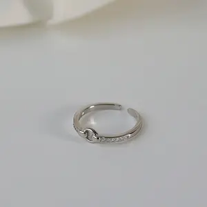 Jachon 925银色优雅钻石戒指简单的戒指廉价钻石订婚戒指