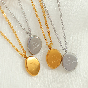 Collar con Colgante Ovalado Irregular, Chapado en Oro de 18K, Cadena de Acero de Titanio para Clavícula, Accesorio de Joyería para Mujer, Regalo - Product Image 4