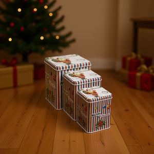 Homeera Christmas Storage Boxes Rectangular Iron Decorative Set Of 3 For Holiday Organization - Product Image 2