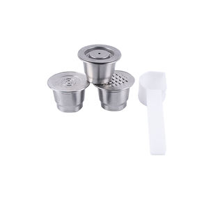 ชุดฝักกาแฟเอสเปรสโซพร้อมช้อนและแปรงแบบรีฟิลทำจากสเตนเลสสตีลใช้ซ้ำได้ - Product Image 4