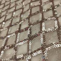 Tissu en maille de perles de 3 mm, tissu en gaze, plaid en diamant, paillettes, 100% polyester, robe de scène de mariage, vêtements de performance, tridimensionnel