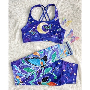 Custom Print European <strong>American</strong> Style Nude-Feel High-Waisted Four-Way Stretch Elastic Waist Yoga <strong>Bras</strong> <strong>Sports</strong> Underwear Front Set - Product Image 1