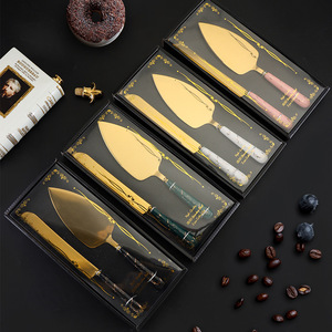 Coltello e Spatola per Torte in Acciaio Inox con Manico in Ceramica, Coltello e Spatola per Pizza con Motivo Marmorizzato per Uso Alberghiero - Product Image 4