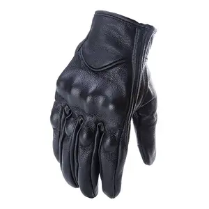 黑色XL冬季摩托车赛车手手套防水柔软防滑皮革全指手套厂家生产