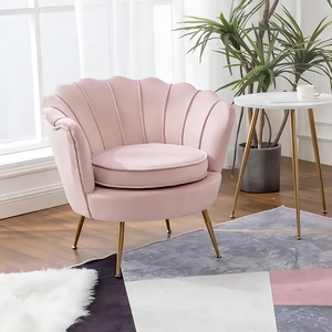 Silla Nórdica al por mayor para sala de estar, sofá individual de ocio moderno, muebles, silla decorativa de terciopelo con flores de metal - Product Image 1