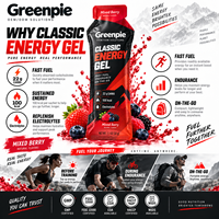 Gel énergétique classique Greenpie 22g de glucides, carburant d'endurance, énergie rapide, 12 sachets, gel énergétique de nutrition sportive OEM