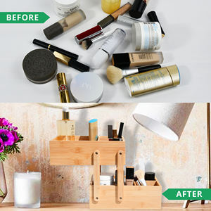 กล่องเครื่องประดับไม้ไผ่พับได้2ชั้นสำหรับเคาน์เตอร์ห้องน้ำ50x40x30cm วางน้ำหอมเครื่องสำอางอเนกประสงค์ - Product Image 6