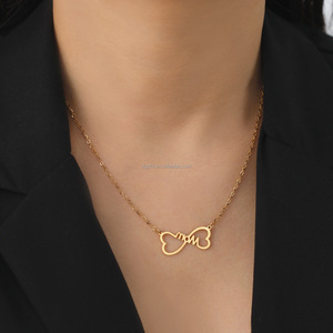 Custom Double Heart Infinity Necklace Engraved Name Pendant <strong>Mum</strong> <strong>Jewellery</strong> Personalised Infinity Charm Bow MOM Pendant Necklace - Product Image 6
