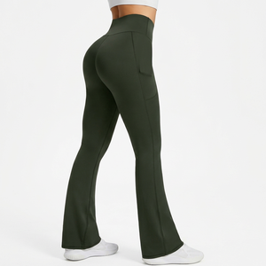 Pantalones de Yoga de Cintura Alta, Ajustados y con Bolsillos Laterales, Transpirables, Elásticos y de Longitud Completa, para Gimnasio y Uso Casual - Product Image 1