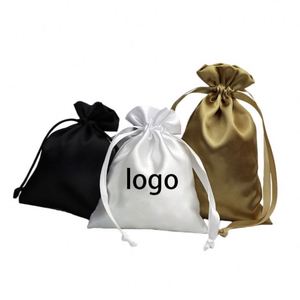Sac à cordon en satin de soie personnalisé de luxe avec logo pour bijoux - Product Image 1