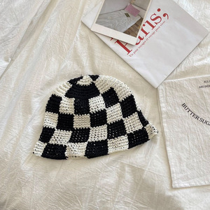 Hot Sale Factory <strong>Cheap</strong> Cool Checkerboard Wool Knitting Ruffle Crochet <strong>Bucket</strong> <strong>Hat</strong> - Product Image 6