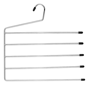 Porte-vêtements métallique multifonctionnel <span class=keywords><strong>à</strong></span> 5 niveaux avec support antidérapant pour pantalons et multiples fonctions de rangement suspendu - Product Image 1