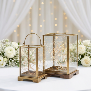 Wholesale Brass Antique Metal Framed Glass <b>Hurricane</b> Candle Holders for Wedding Events Decoration - Product Image 2