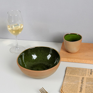 Assiette occidentale couleur sous-glaçure style Yanye, motif uni, tasse à eau, vaisselle en céramique vintage nordique, directement de l'usine - Product Image 2