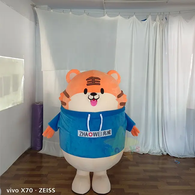 Funtoys High Quality customized animal costume plushie costumes adult cartoon plush fat tiger mascot costume for kid party