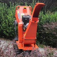 Broyeur de bois à chenilles à essence GST120 15HP, déchiqueteuse de branches de 120 mm avec démarrage électrique et transmission à 3 vitesses avant et 1 arrière