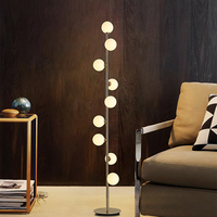 Nouvelle Arrivée - Lampe sur Pied Moderne de Luxe à 9 Têtes avec Boules de Verre Blanches pour Bureau à Domicile, Décoration Artistique, Ampoule LED G9