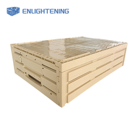 Caisse en plastique pliable avec couvercle, aspect bois, bac de rangement pliable, empilable et ventilé pour l'emballage des produits frais