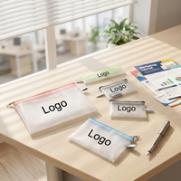 Sac de rangement transparent en maille avec fermeture éclair, personnalisé avec logo, étanche, grande capacité, pour étudiants et bureau, vente en gros