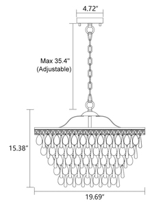 Lustre rond en cristal avec cadre doré en acier inoxydable, hauteur réglable, ampoule LED E26 5000K lumière du jour pour salon - Product Image 3