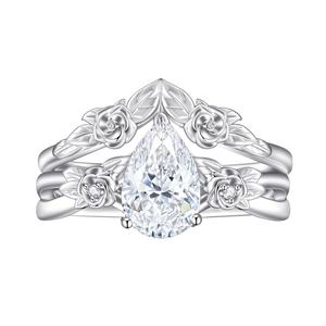 Nuevo Conjunto de Anillos Finos Personalizados de Plata de Ley 925 con Baño de Rodio y Oro, Anillo con Piedra de Moissanita y Circonita, Joyería de Boda para Mujer - Product Image 3