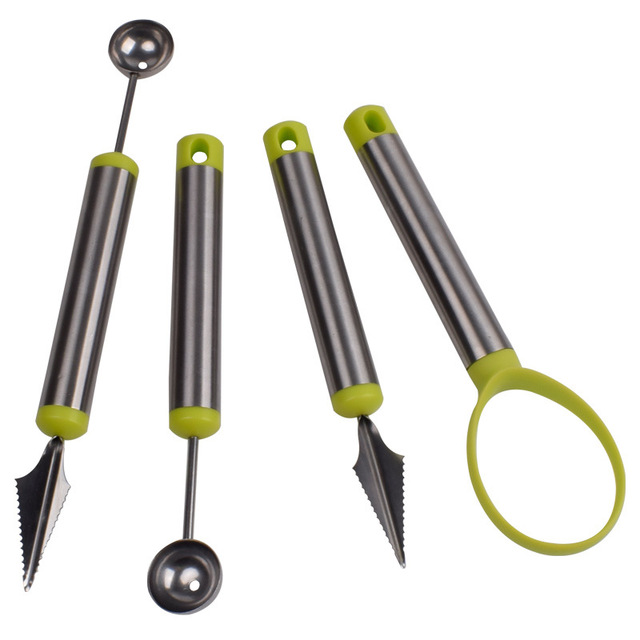 Innovative Tableware Gadgets Stainless Steel Ice Cream Dessert Fruit Digger Fruit Carving Tools