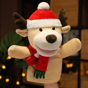 Custom Christmas Reindeer Hand Puppet Plush Movable Mouth <b>Stuffed</b> Animal <b>Toy</b> for Kids Storytelling Party Activity - Product Image 1