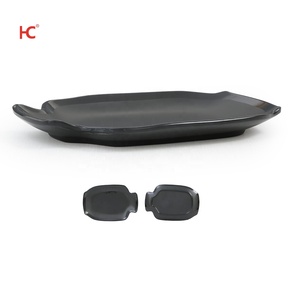 Nordic Unbreakable Large Black Matte Melamine Plastic Tableware Set 4-Piece Restaurant <strong>Tapas</strong> Dinnerware Plated Surface Parties - Product Image 2
