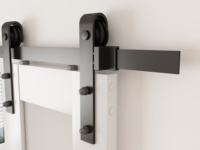 Porte de grange moderne à 3 panneaux en verre blanc avec quincaillerie coulissante Kit d'assemblage de bricolage Garantie 1 an-Accessoires pour portes et fenêtres