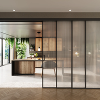 Porte coulissante intérieure en verre trempé à double vitrage, design moderne minimaliste, étanche, profilé fin, pour salle à manger, cuisine, salon