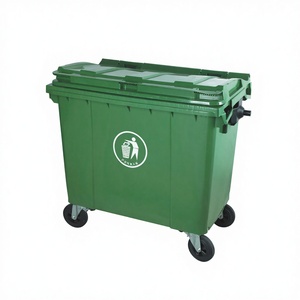 China Factory Direct 660L Plastic Outdoor Dust Bin with Wheels Thickened Iron Ears Sanitation <strong>Trash</strong> Can with Lids <strong>Trailer</strong> - Product Image 1