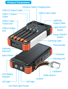 2025新到趋势便携式太阳能银行微型USB无线快速充电防水野营紧急徒步旅行 - Product Image 2