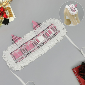 Yeni varış geri dönüşümlü Lolita <span class=keywords><strong>Cosplay</strong></span> kedi kulak dantel ekose tasarım pamuk ceketler & palto kadınlar için cadılar bayramı kostüm - Product Image 3