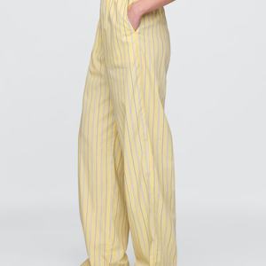 Nouveautés Offre Spéciale Automne Ensemble Deux Pièces Femme en Lin : Chemise Décontractée à Col Revers et Pantalon Taille Haute Rayé - Product Image 4