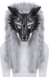 Máscara de Bestia de Fantasía Unisex, Capa de Hombro de Piel Sintética, Disfraz Medieval Vikingo, Accesorio de Capa para Halloween - Product Image 5