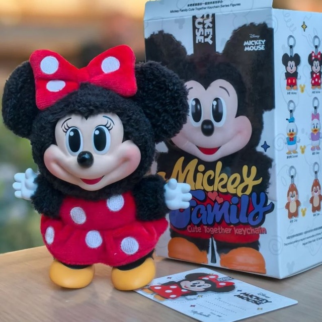 Popmart Mouse Family Cute Together Keychain Series Blind Box Vinyl Doll Mickey Mouse Anime Figures Decor Collection Kids Gifts
