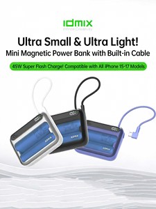 IDMIX Q10 PRO IV 45W PD Fast Charging Magnetic <b>Wireless</b> Power Bank 9800mAh Portable Charger with Cable - Product Image 2