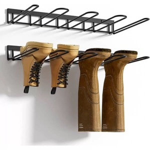 <b>Wall</b> Mounted <b>Shoe</b> <b>Rack</b> Carbon Steel Boot Storage Frame Space Saving Sneakers And Boots Organizer Black - Product Image 2