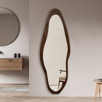 Miroir mural vintage irrégulier en bois, miroir de salle de bain et miroir décoratif, miroir argenté HD