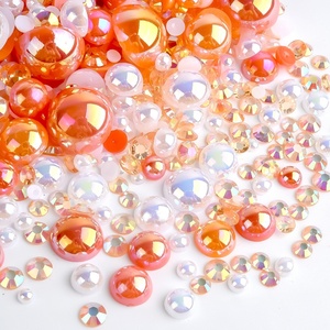 OLeeya Vente en gros Perles plates de tailles variées 2mm-14mm, Appliques en strass plastique, Perles demi-rondes à dos plat pour la décoration - Product Image 5