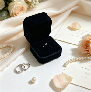 Boîte à bagues en velours avec intérieur floqué, présentoir à bijoux pour demande en mariage, emballage de bague de mariage, étui de rangement - Product Image 5