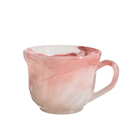 Samyo Vente en gros en usine Personnaliser la conception de la texture du marbre Couleur rose pour boire du thé Tasse à café Tasse en verre avec soucoupe