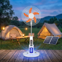 Ventilateur sur pied portable de 18 pouces, rechargeable à l'énergie solaire, anti-moustiques, AC/DC, 6 vitesses, autonomie de 6 heures, avec panneau solaire de 25 W et 5 pales