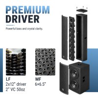 Accuracy Pro Audio AC68 1600W RMS Sistema de Altavoces PA de Alta Potencia, Conjunto de Audio Profesional, Altavoz de Columna Activo con DSP