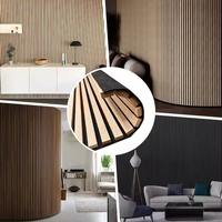 Panneau mural acoustique flexible en MDF plaqué bois imprimé 3D, forme ondulée, décoratif, flexible, courbé, à lattes courbées, pour villa